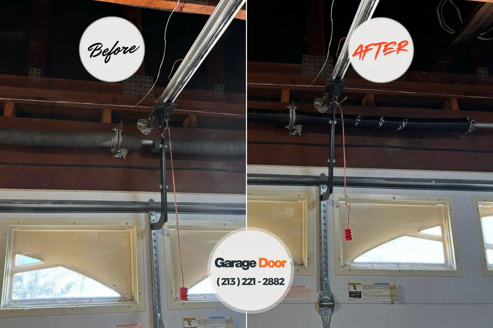 Before and after: garage door repair Bettendorf, IA